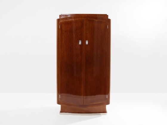 Image 1 of Jules Leleu mahoniehouten kast vernikkeld metaal 1930