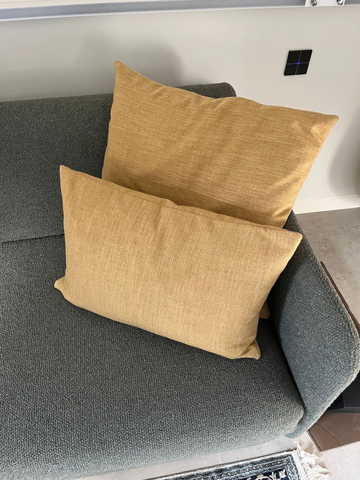 2 kussens geel prachtige stof