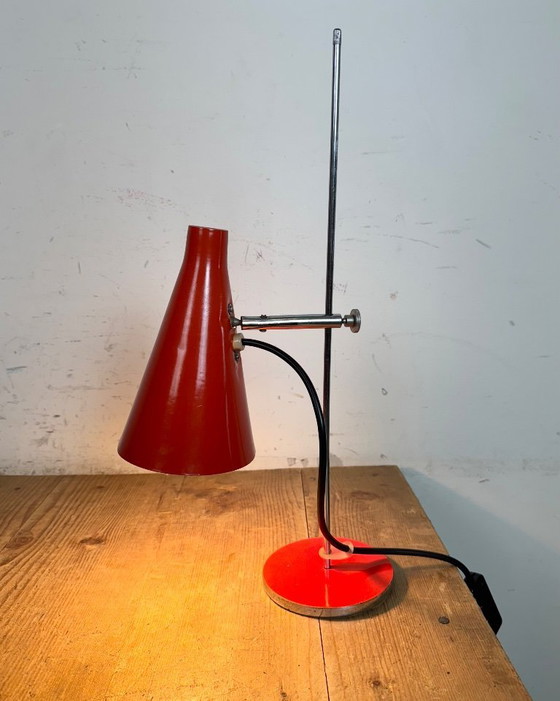 Image 1 of Vintage Red Table Lamp by Josef Hůrka for Lidokov, 1960s