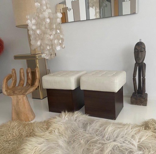 Poufs rectangulaires modernes italiens du milieu du siècle