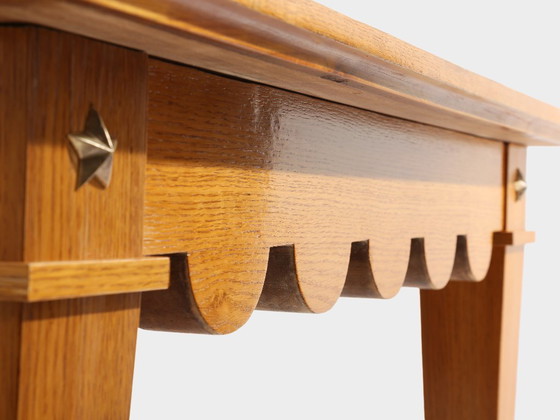 Image 1 of Maxime Old French eikenhouten speeltafel met messing details en groen suède, 1940
