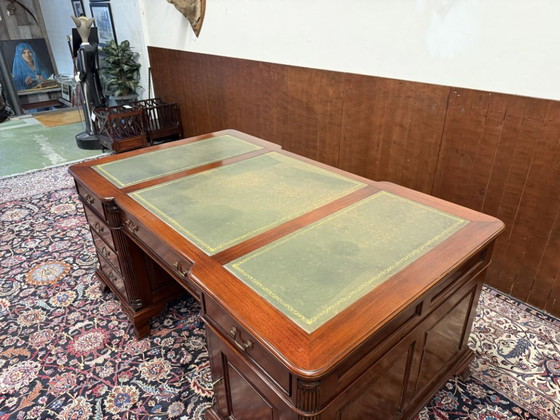 Scrivania Partnerdesk classica inglese in mogano – Scrivanie, Leather, Wood (photo 17 of 20)
