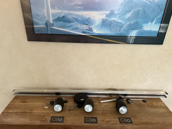 Image 1 of 3x Tobias grau OH Bronze Pendant On Multirail - Cords 85cm Max ,Multirail 130 Cm