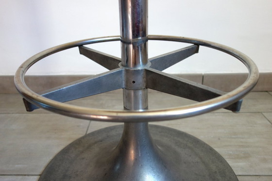 Image 1 of Sgabello alto vintage in alluminio pressofuso e pelle di pecora