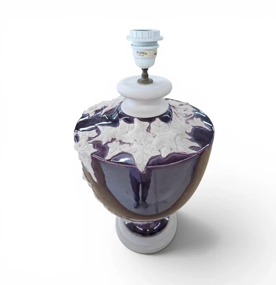 2 x große Kostka florale Keramik Vasenlampe / 1970er / Frankreich – Tischlampen, Ceramic (photo 10 of 12)