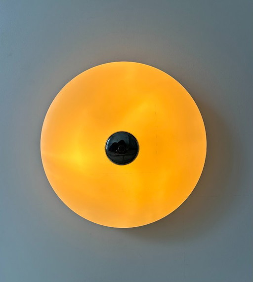 XL wall lamp in opaline and chrome, France 1960
