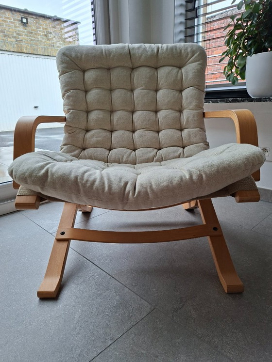 Poltrona lounge scandinava vintage + poggiapiedi anni 60/70 – Divani 2 posti, Textile, Wood (photo 5 of 22)