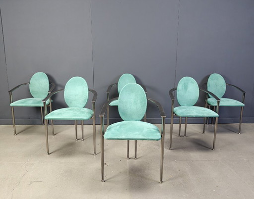 Vintage dining chairs by Belgo chrom, set of 6 - 1980s 