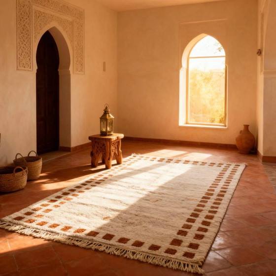 Tappeto moderno con bordo in terracotta 230cm x 140cm – Tappeti, Wool, Cotton (photo 2 of 6)