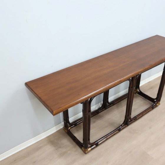 Tavolo da pranzo consolle convertibile McGuire in rattan e rovere anni '70 – Console, Wood (photo 7 of 15)
