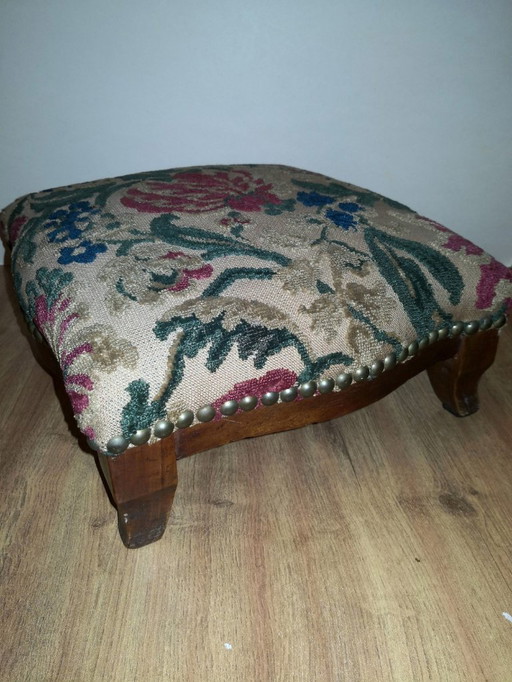 Rare and antique Louis XV style baroque upholstered footrest
