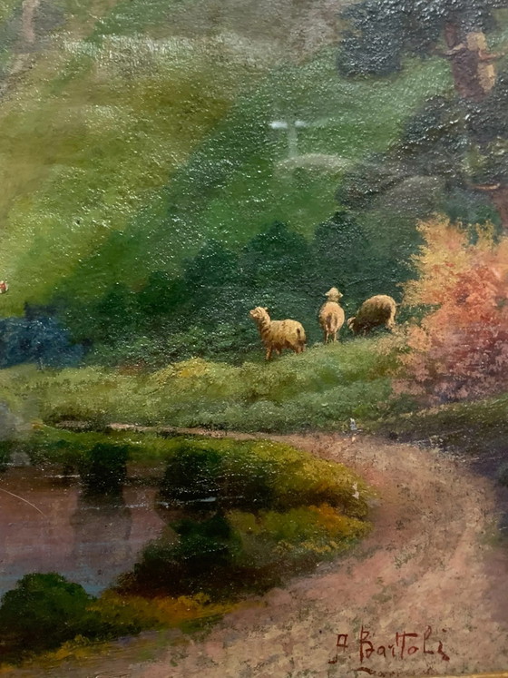 Double peinture à l'huile sur toile par Arnaldo Bartoli, années 1950, Peintures et dessins (photo 7 sur 10)