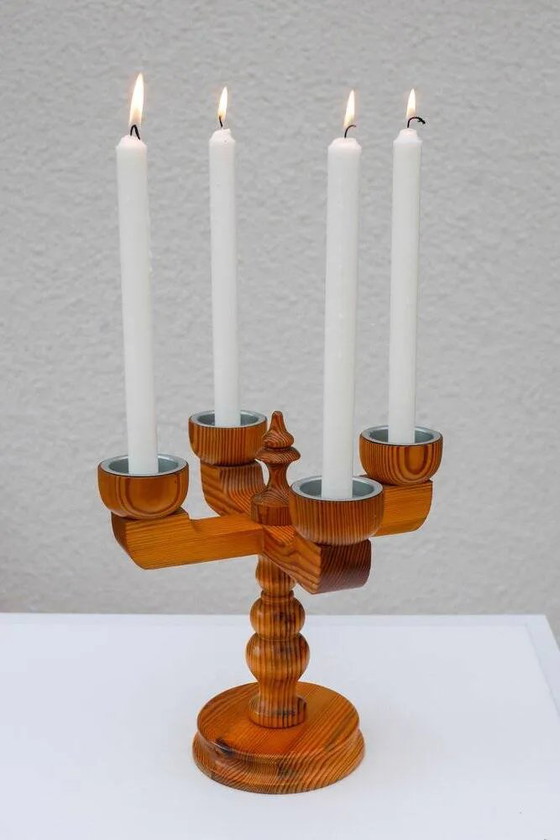 Image 1 of Bougeoir rustique en bois par Jan Johnsson pour Smålandsslöjd, Suède, 1975