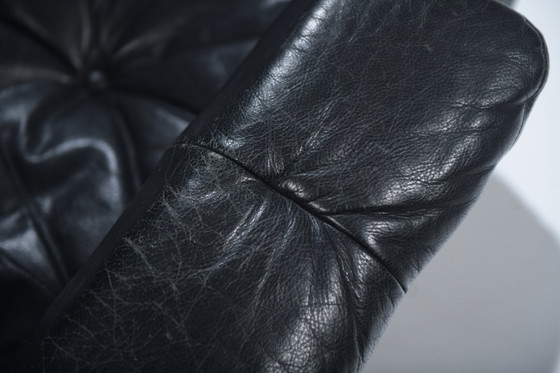 Image 1 of Rara poltrona e pouf Marsala in pelle nera - Michel Ducaroy - Ligne Roset