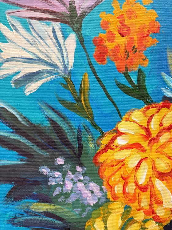 Image 1 of Acrylic painting by the artist E. García "Flores de campo" 100x70 cm