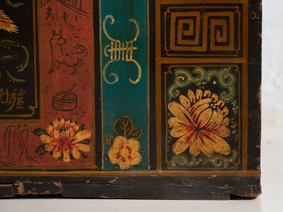 Antique Chinese painted trunk in pine wood – China, circa 1900 – Storage cabinet, Iron (photo 17 of 40)