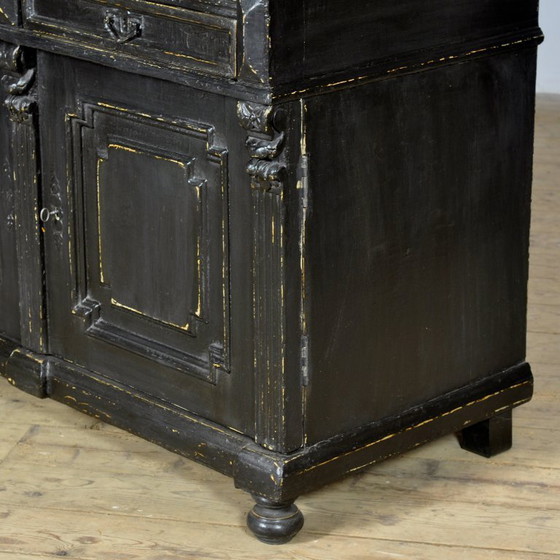 Image 1 of Groot zwart grenen dressoir, jaren 1900
