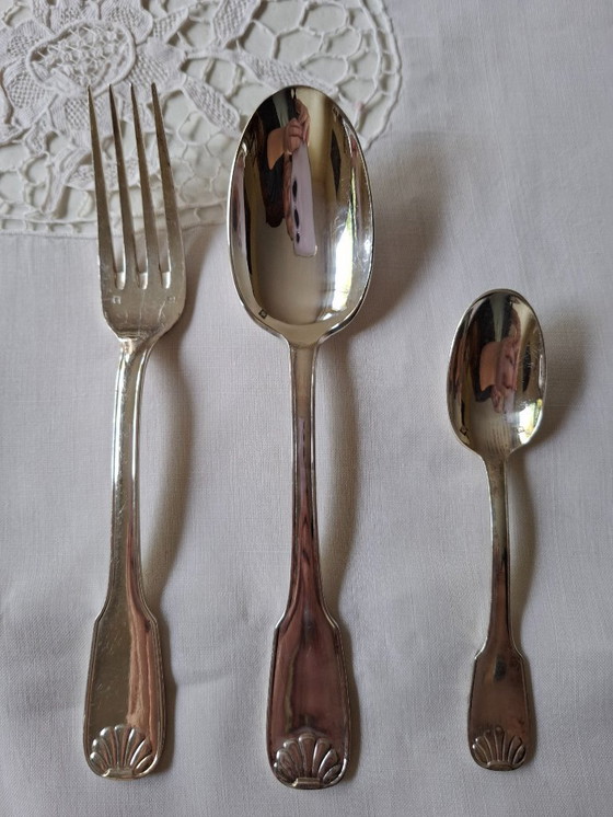 Image 1 of Juego de cubiertos plateados, modelo Coquille/Vendôme, 37 piezas