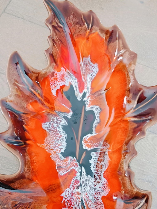 Bol Vallauris 28 cm à motif de feuille signé