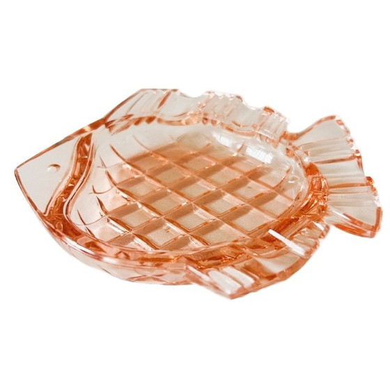 Image 1 of Cendrier/boîte à bijoux en verre rose style milieu du siècle, en forme de poisson, Rosaline, années 1970