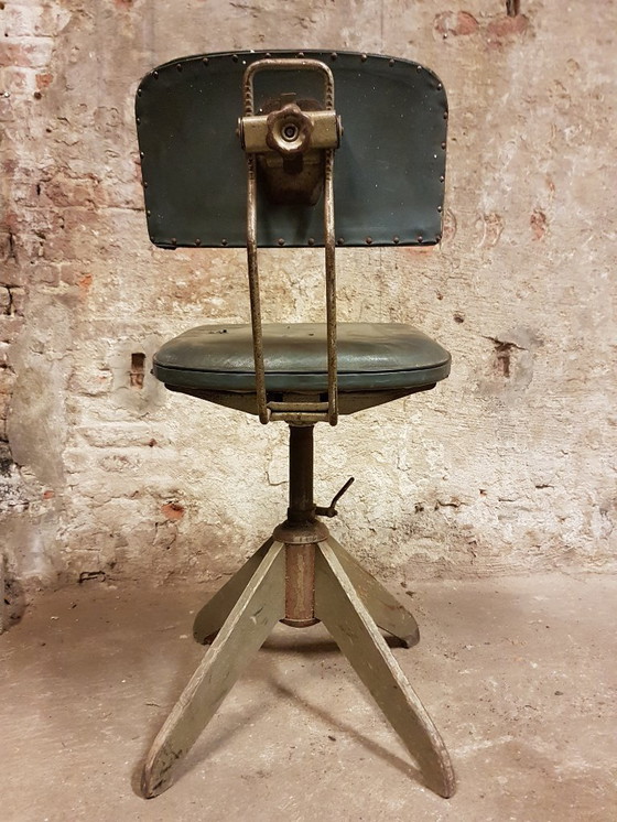 Image 1 of Selection of 4 industrial work chairs from the 1940s and 1950s