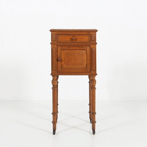 Art Deco Nightstand In Wood With Marble Top, 1930S