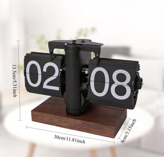 Image 1 of Reloj de bolsillo de metal y madera estilo retro, nuevo en caja.