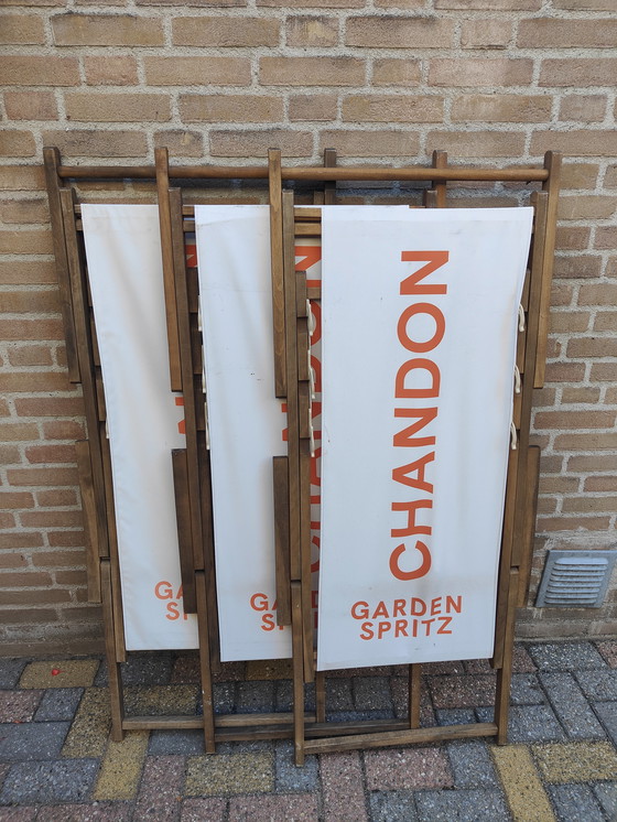 Image 1 of 3 pièces Aperol Spritz Chaise longue Chaise de plage Chaise de terrasse Cadre en bois blanc