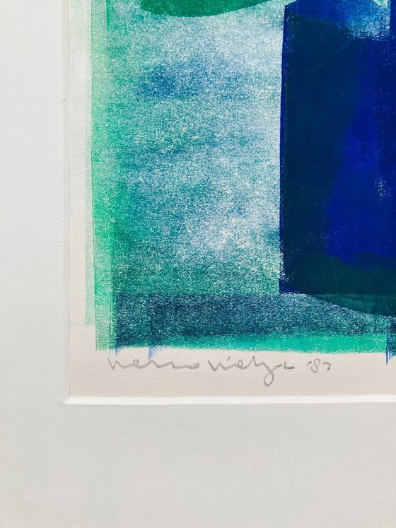 Image 1 of Linogravure vintage - Fleurs abstraites - Années 1980