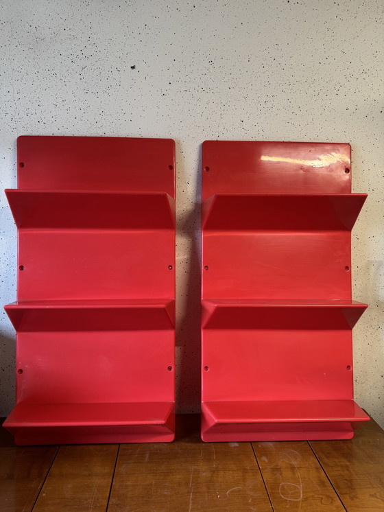 Image 1 of Retro Red Ikea 'Kampe' Wall Shelf: A Vintage Style Statement For Any Room