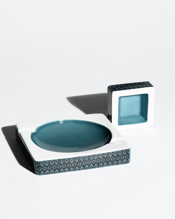 Image 1 of Cendrier et bol Rosenthal Studio-Line, duo en porcelaine géométrique Hans Theo Baumann
