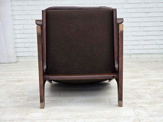 1970s, Scandinavian Armchair, Brown Furniture Leather. – Wood (photo 18 of 19)