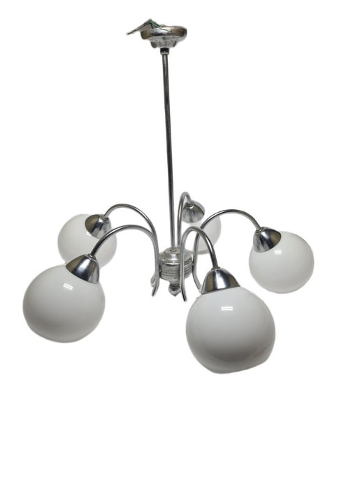Art Deco Style Chandelier, Poland, 1960s – kroonluchters, Glass, Metal (photo 2 of 8)