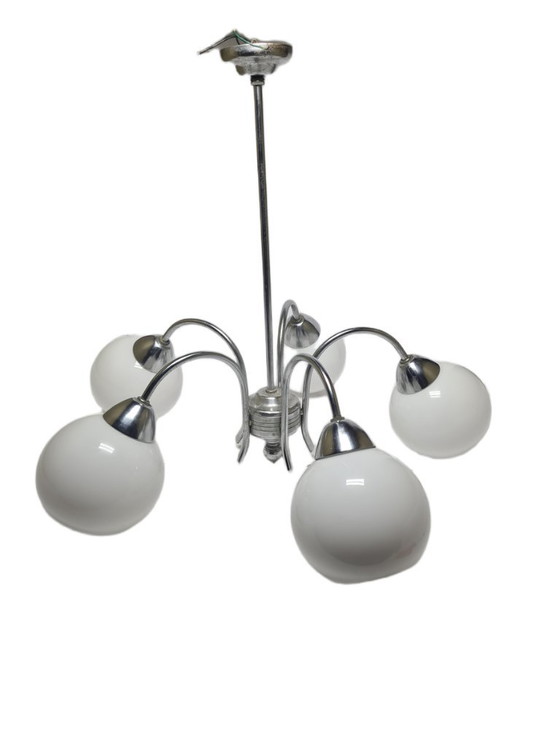 Art Deco Style Chandelier, Poland, 1960s – Glass, Metal (photo 2 of 8)