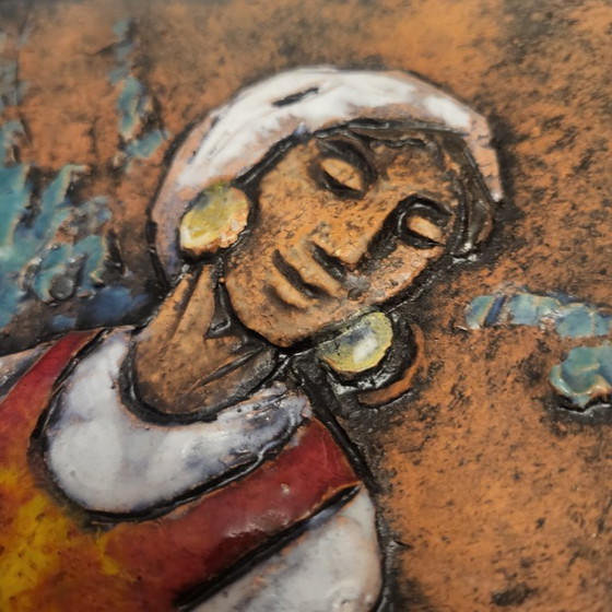 Image 1 of Large Majolika glazed ceramic frame from Karlsruhe, the Bohemian