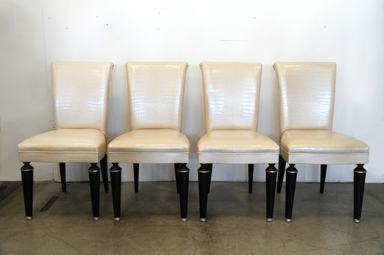 Image 1 of 4er-Set Transoceanic Kunstleder-Esszimmerstühle - Moderne Eleganz trifft auf dauerhaften Komfort