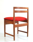 4 Chaises de Salle à Manger Danoises Vintage Mid-Century, tissu rouge