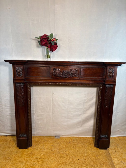 Cornice per camino antica in mogano intagliato in stile Luigi XVI - Fine XIX secolo – decoratieve objecten, Wood