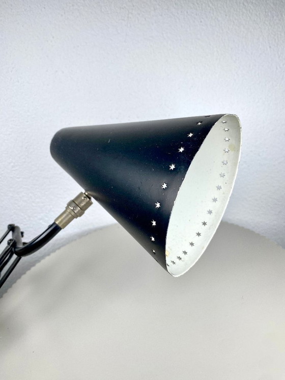 Image 1 of Vintage Hala Zeist Schaarlamp - Zwart Industriële Schaar Wandlamp met Uitschuifbare Arm / Bauhaus Schaar Wandlamp In Zwart