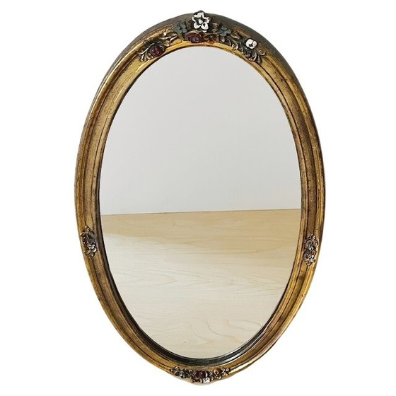 Image 1 of Vintage Franse barok barbola spiegel bloemen goud 1950's