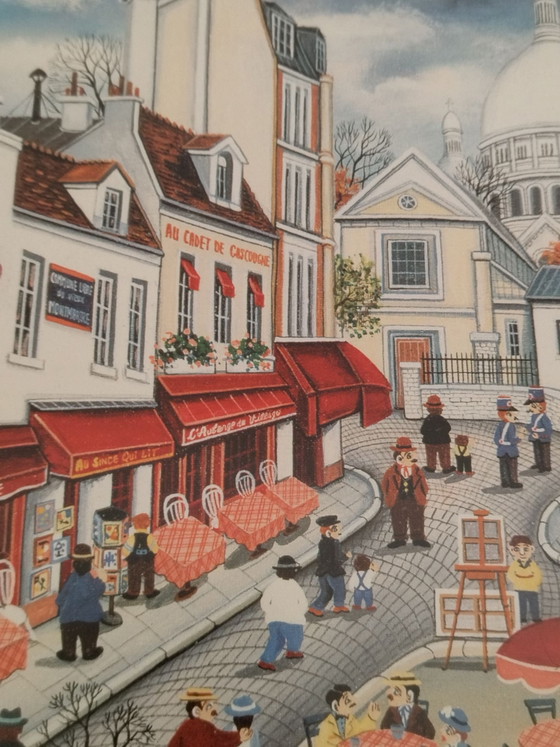 Litografia incorniciata Montmartre - Bin Kashiwa (, Arte, Vetro, Carta, Marrone (foto 8 di 10)