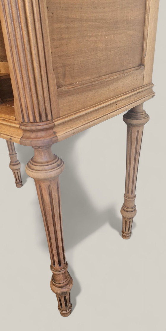 Image 1 of Mobiletto in noce e marmo verde - Stile Luigi XVI - Inizio XX secolo