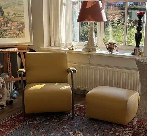 Poltrona e poggiapiedi Leolux Scylla, come nuovi!