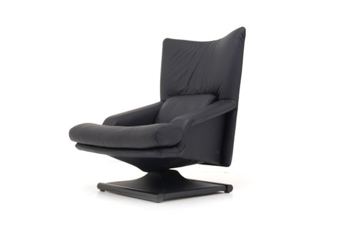 Rolf Benz 6500 Sillón Función Relax Sillón Reclinable Cuero azul oscuro