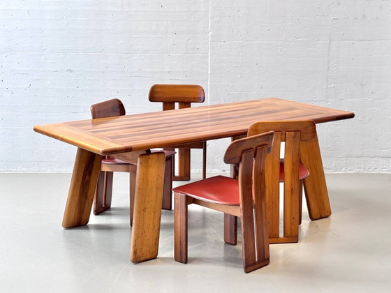 Image 1 of Sapporo dining set in walnut wood by Mario Marenco for Mobilgirgi, Italy, 1970s