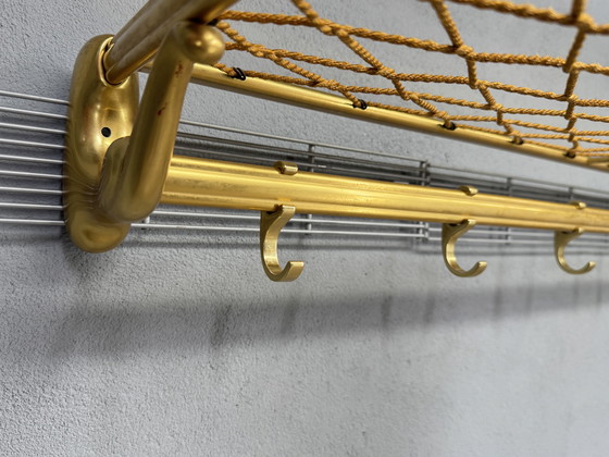 Image 1 of Vintage metalen wandkapstok met touw