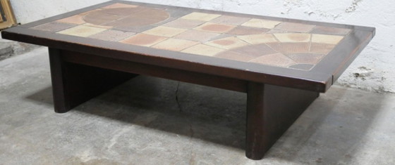 Image 1 of Vintage salontafel van hout en keramiek