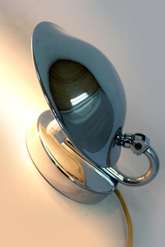 Image 1 of Bauhaus Style Chrome Bedside Table Lamps from Napako, Former Czechoslovakia, 1930s, Set of 2