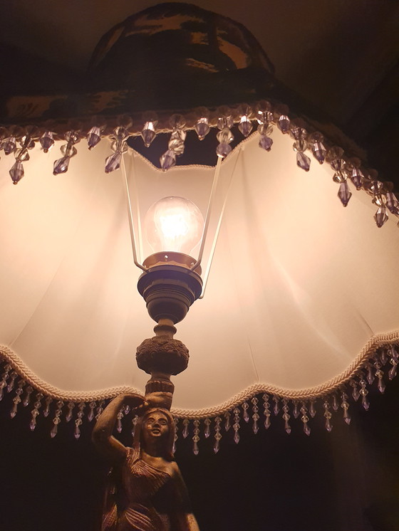 Image 1 of Magnifique abat-jour fait main en tissu vintage