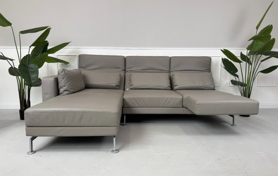 Image 1 of Brühl Moule corner sofa leather sofa gray sleeping function daybed